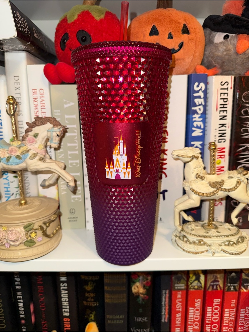 Disney Studded Ombre Tumbler in Fuchsia and Purple with Castle Graphic